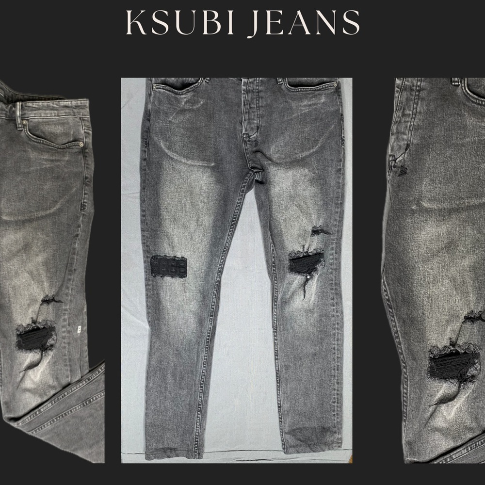 Ksubi Men's Gray Distressed Jeans